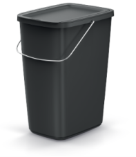Odpadkový koš COMPACTA Q FLAP BASIC - objem: 25 l, barva: recyklovaná černá