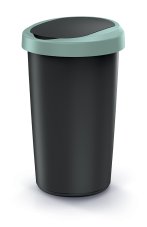 Odpadkový koš COMPACTA R FLAP recyklovaný černý s svetle zeleným víkem, objem 50l