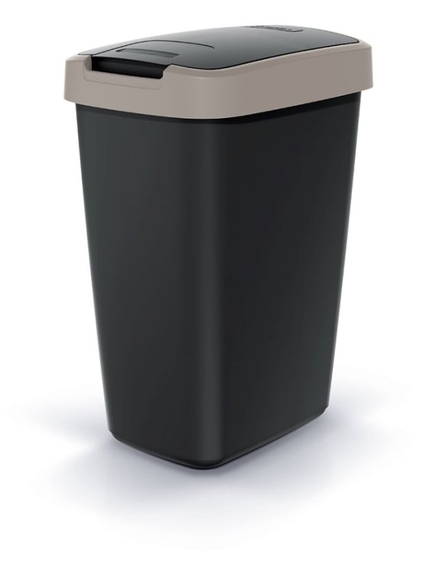 Odpadkový koš COMPACTA Q FLAP - objem: 12 l, barva: černá se světle hnědým víkem Odpadkový koš COMPACTA Q FLAP - objem: 12 l, barva: černá se světle hnědým víkem