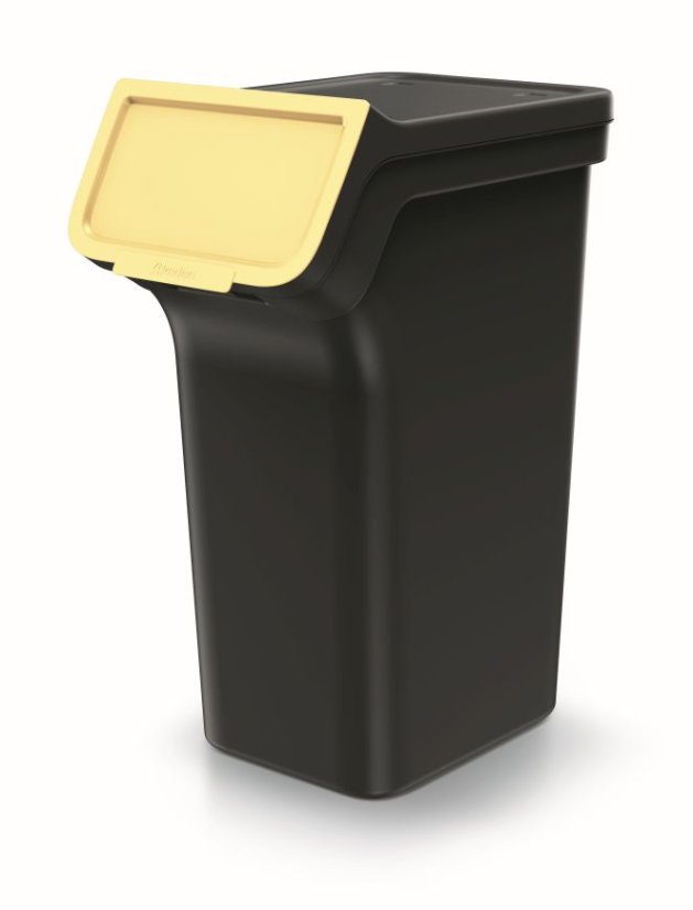 Odpadkový koš STACKBOX Q SET - objem: 4x25 l, barva: recyklovaná černá