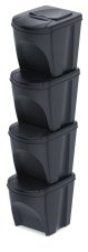 Sada 4 odpadkových košů SORTIBOX WOOD - objem: 4x25 l, barva: antracit