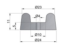 Gumová zarážka pr.24mm, v.11mm ČERNÁ