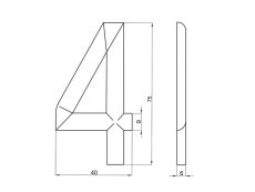 Číslice "4" na dveře NZ 75mm Bronz