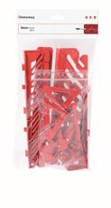 Sada držáků BINEER HOOKS na montážní panely, 20 ks - barva: červená
