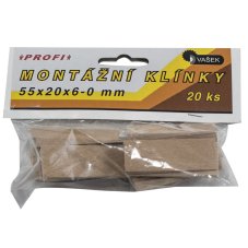 VAŠEK Klínky montážní dřevěné | 55x20x6-0 mm 1bal/20ks
