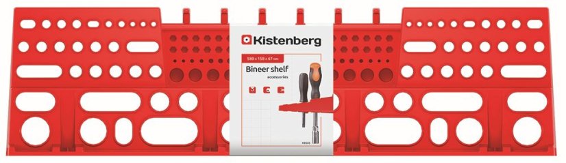 Držák na nářadí BINEER SHELFS 580x158 mm - barva: červená