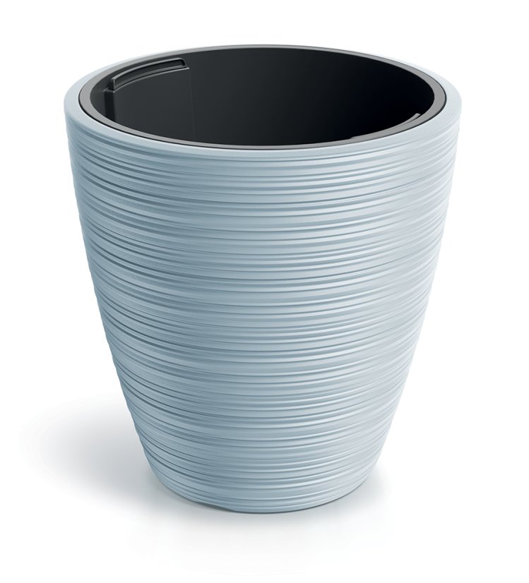 Květináč VENA ROUND s vkladem 19,8 cm - barva: světle šedá