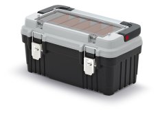 Kufr na nářadí s kov. zámky OPTIMA přepážky) 470x256x238 mm - barva: chladná šedá
