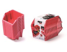 Set úložných boxu 10 ks BINEER SHORT SET 288x158x187 mm - barva: červená