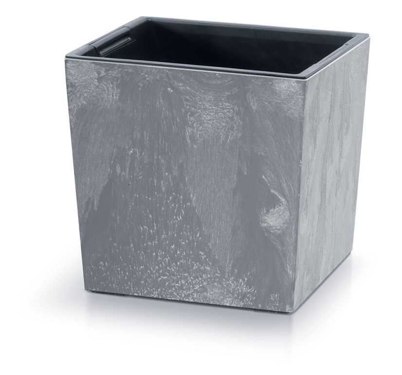 Květináč URBI SQUARE LOW BETON EFFECT 30 cm s vkladem - barva: marengo