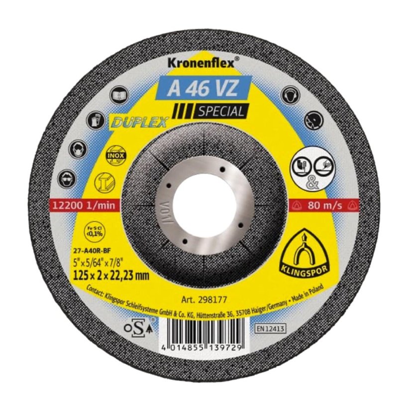 KLINGSPOR Kotouč řezný na nerez/ocel A 46 VZ | 115x2x22,2 mm KLINGSPOR Kotouč řezný na nerez/ocel A 46 VZ | 115x2x22,2 mm