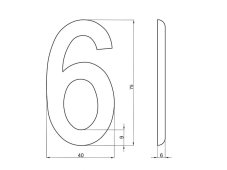 Číslice "6" na dveře NZ 75mm Bronz