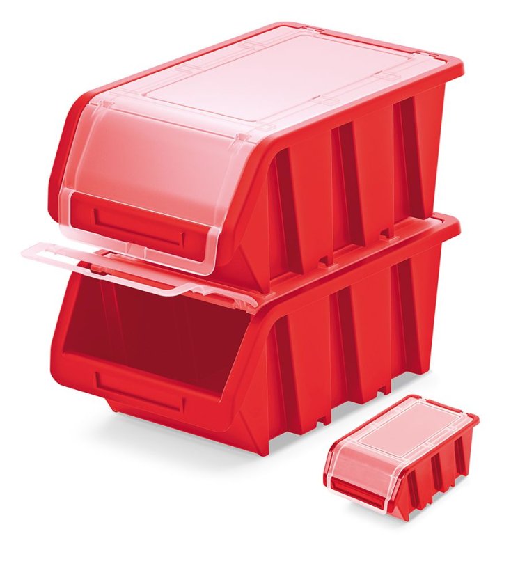Plastový úložný box uzavíratelný TRUCK PLUS 195x120x90 mm - barva: červená