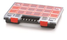 Plastový organizér 11 červených krabiček NORB 344x249x50 mm