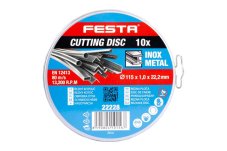 Kotouč řezný FESTA na nerez, ocel 115x1x22.2mm plechový box 10ks