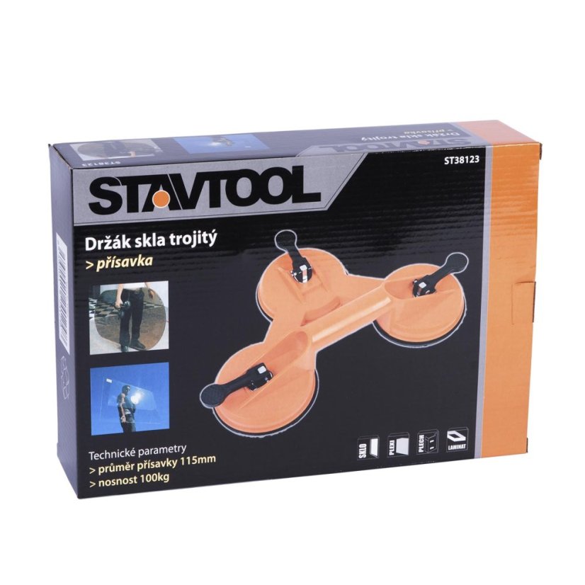 STAVTOOL Držák skla (přísavka) trojitý do 75 kg