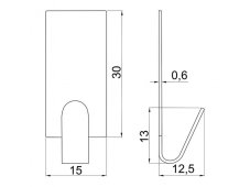 Věšák samolepící ČERNÝ MAT 15x35mm ESO (bli=6ks)