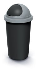 Odpadkový koš COMPACTA R ROLLER - objem: 60 l, barva: recykl. černá se svetle šedým víkem