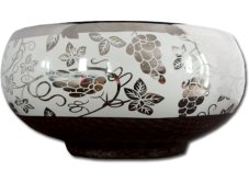 Umyvadlo na desku PROSECCO kulaté, chromový dekor - 31x31x15,5cm