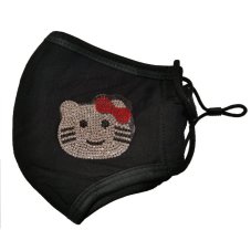 Bavlnená Rouška černá - kitty 1 ks