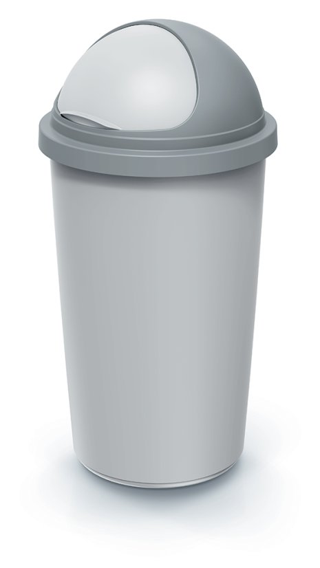 Odpadkový koš COMPACTA R ROLLER - objem: 60 l,  barva: popelavě šedá se světle šedým víkem
