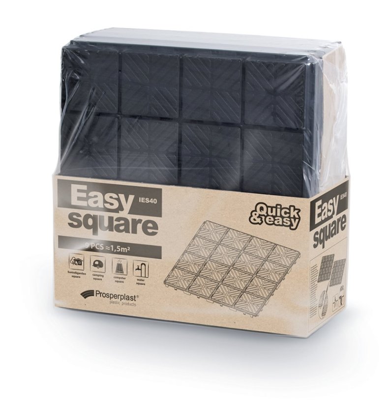 Dlaždice zahradní EASY SQUARE 40x40cm - 1,5m2 - barva: černá
