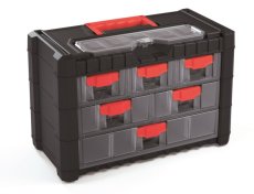 Plastový organizér závesný MULTICASE CARGO 400x200x260 mm - barva: černá/červené úchyty