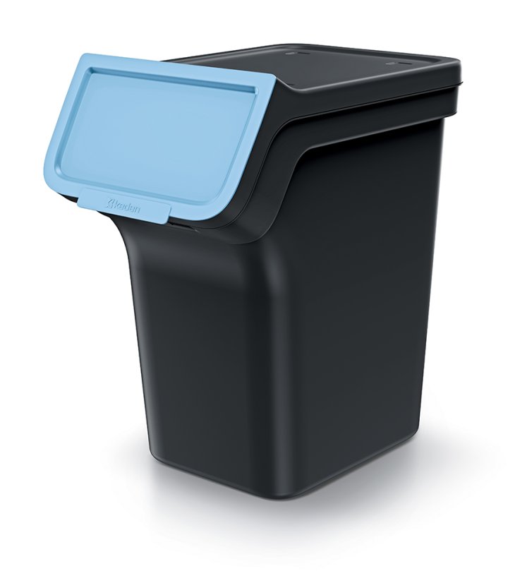 Odpadkový koš STACKBOX Q SET - objem: 4x20 l, barva: recyklovaně černá
