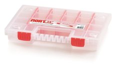Plastový organizér 22 přihrádek (přepážky) NORT 344x249x50 mm - barva: bezbarvá