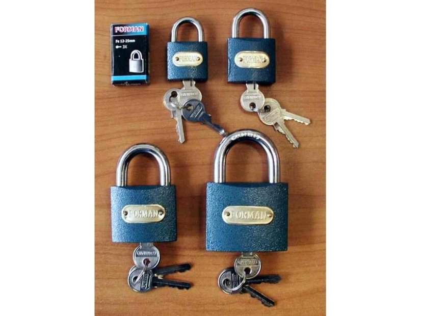 Fe12-38mm 6,4/22,5 visací zámek FORMAN 3kl.(026004, 026721) Fe12-38mm 6,4/22,5 visací zámek FORMAN 3kl.(026004, 026721)