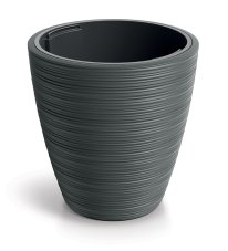 Květináč VENA ROUND s vkladem 19,8 cm - barva: tmavě šedá