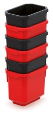 Sada 6 plastových boxů na nářadí TITAN BOX  110x75x263 mm - barva: černá/červená