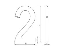 Číslice "2" na dveře NZ 75mm Bronz