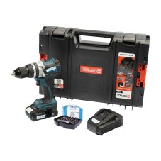 XTLINE Aku vrtačka s příklepem bezuhlíková 18 V, 65 Nm + baterie 2.0 Ah + nabíječka 2.4 A + sada bitů 7 dílů + box