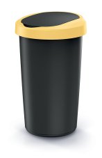 Odpadkový koš COMPACTA R FLAP recyklovaný černý se světle žlutým víkem, objem 25l