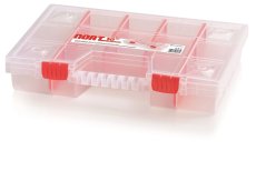 Plastový organizér 14 prihrádek (prepážky) NORT 390x290x65 mm - barva: transparentní