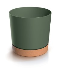 Kvetináč TUBO PM s miskou 17,8 cm - barva: tmave zelená/naturo ECO