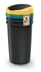 Odpadkový koš  COMPACTA R FLAP SET - objem: 3x50l, barva: recyklovaná černá