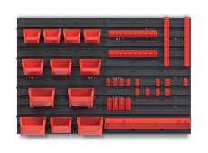Závesný panel ORDERLINE s 12 boxy na náradí+sada háčku BINEER+police BINNER - 78x15x52 cm