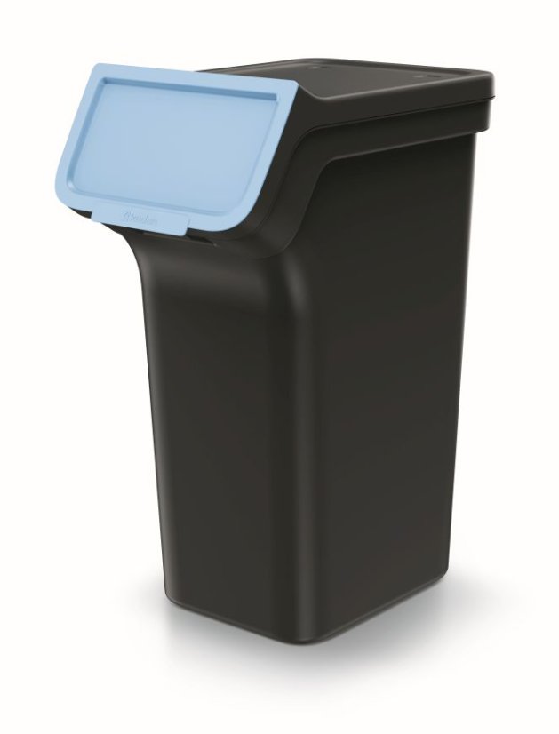 Odpadkový koš STACKBOX Q SET - objem: 4x25 l, barva: recyklovaná černá