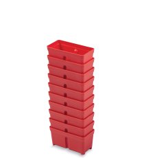 Sada 10 plastových boxů na nářadí TAGER BOX 10,5x5x5 cm, červené
