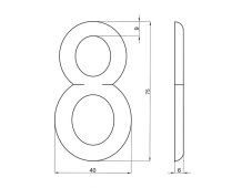 Číslice "8" na dveře NZ 75mm Bronz