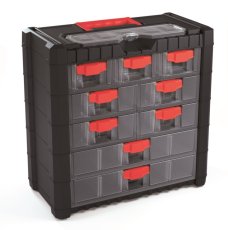 Plastový organizér závesný MULTICASE CARGO 400x200x392 mm - barva: černá/ červené úchyty