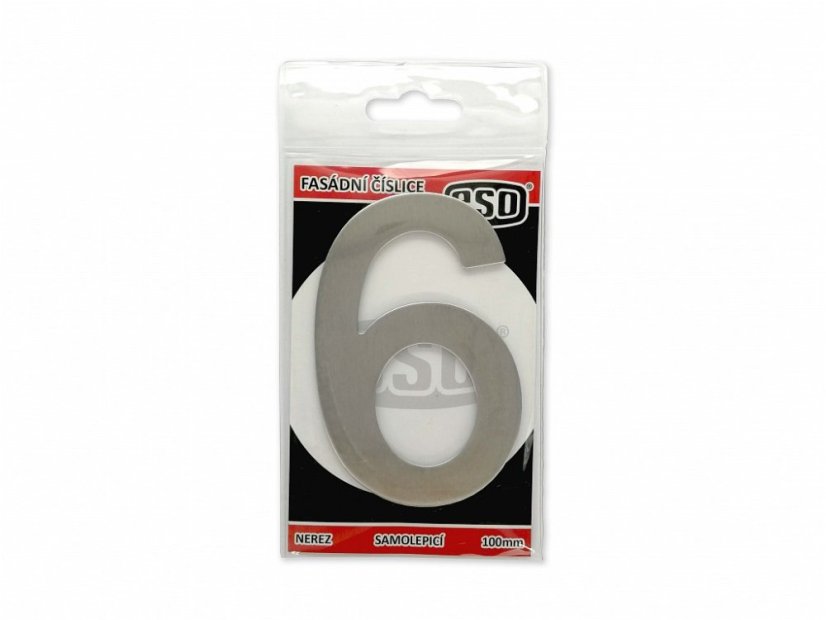 Číslice "6" 100mm samolepící NEREZ