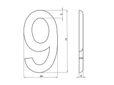 Číslice "9" na dveře NZ 75mm Bronz
