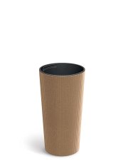 Květináč LAMIA SLIM WOOD 20 cm s vkladem - barva: naturo