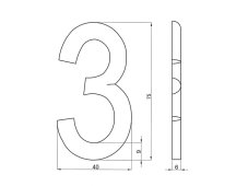 Číslice "3" na dveře NZ 75mm Bronz