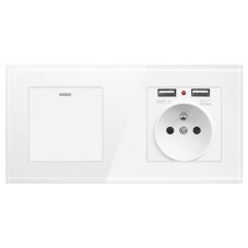 Klasický vypínač + zásuvka s dvěma USB vstupy