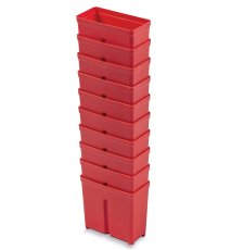 Sada 10 plastových boxů na nářadí TAGER BOX 10,5x5x9,7 cm, červené