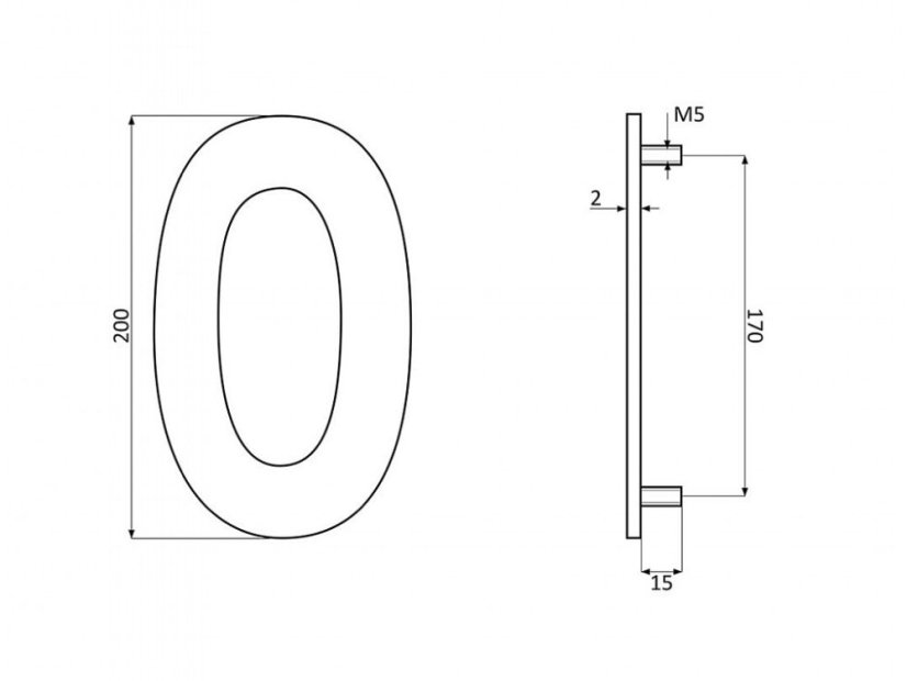 Číslice "1" fasádní 200mm NEREZ
